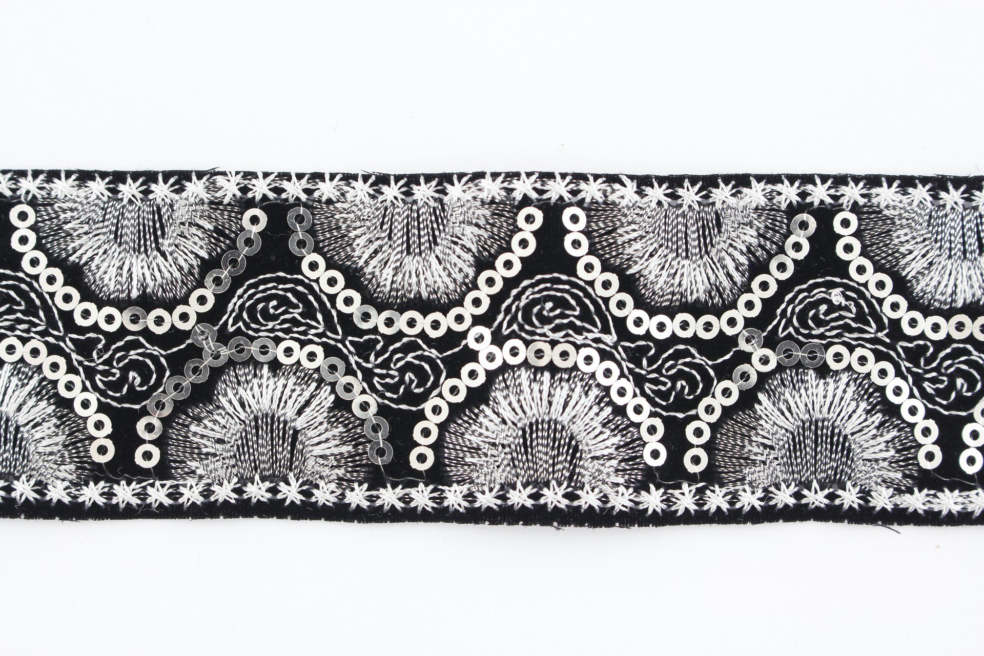 Lurex embroidered trimming with sequins