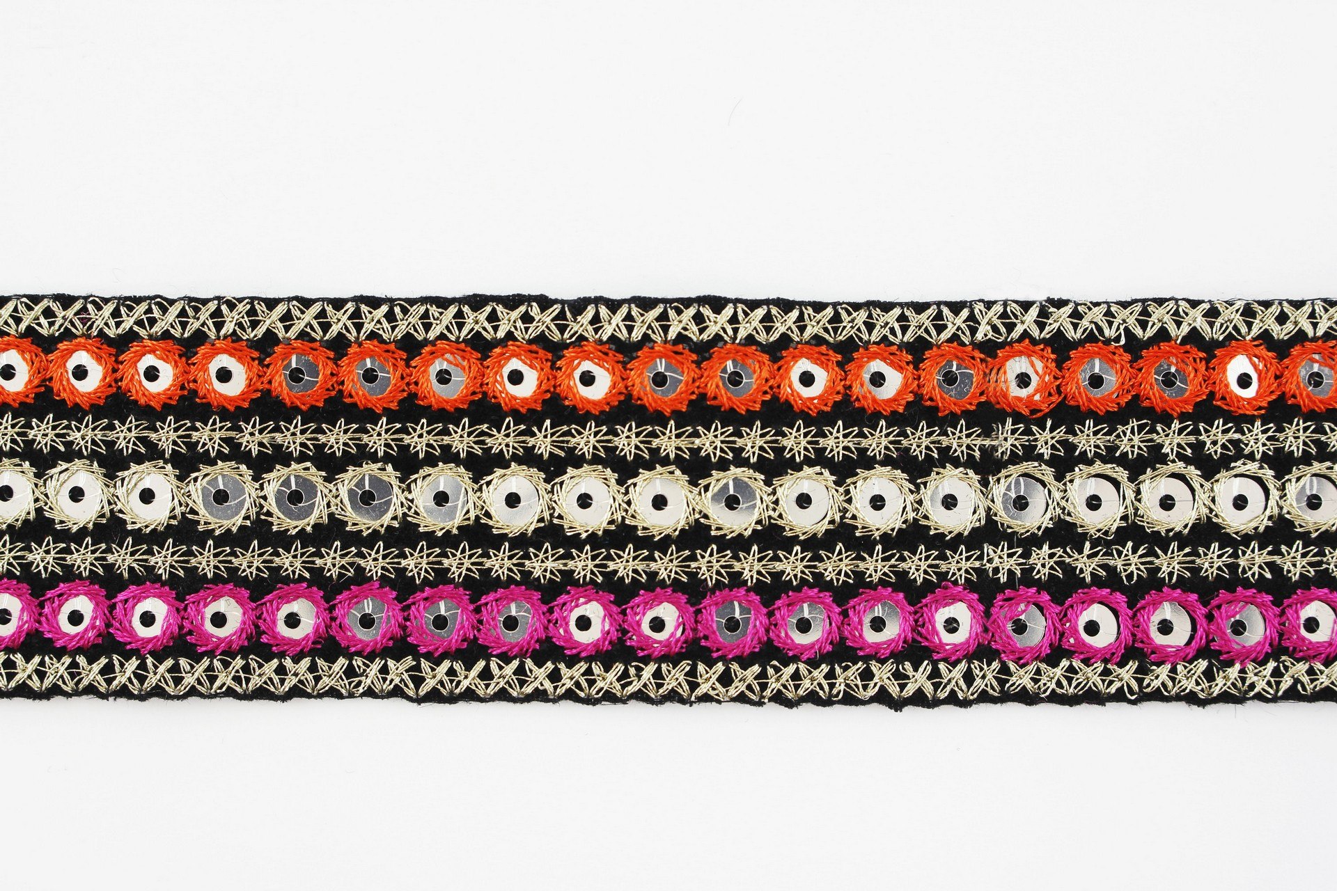 Lurex embroidered trimming with sequins