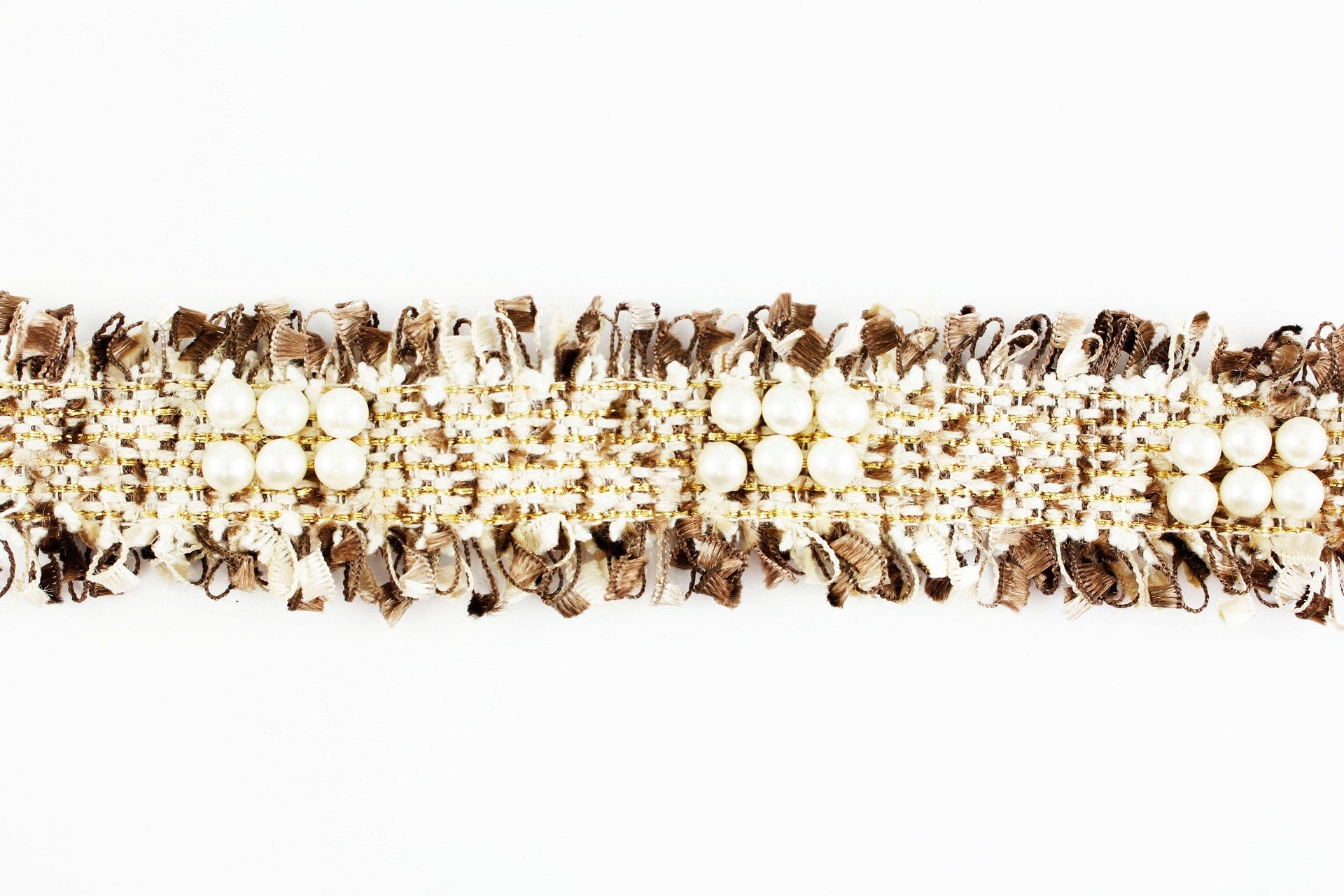 Lurex embroidered trimming with pearls