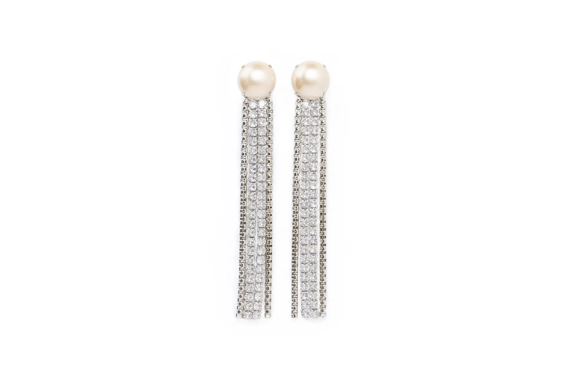 Earrings with rhinestone and half pearl
