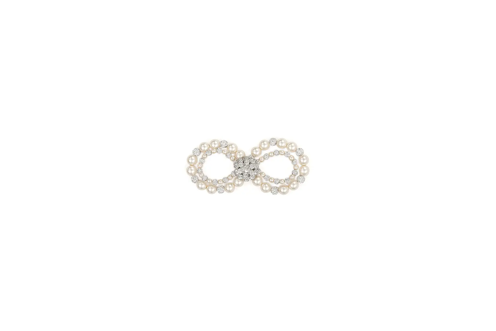 Decorative bow with pearls and rhinestones