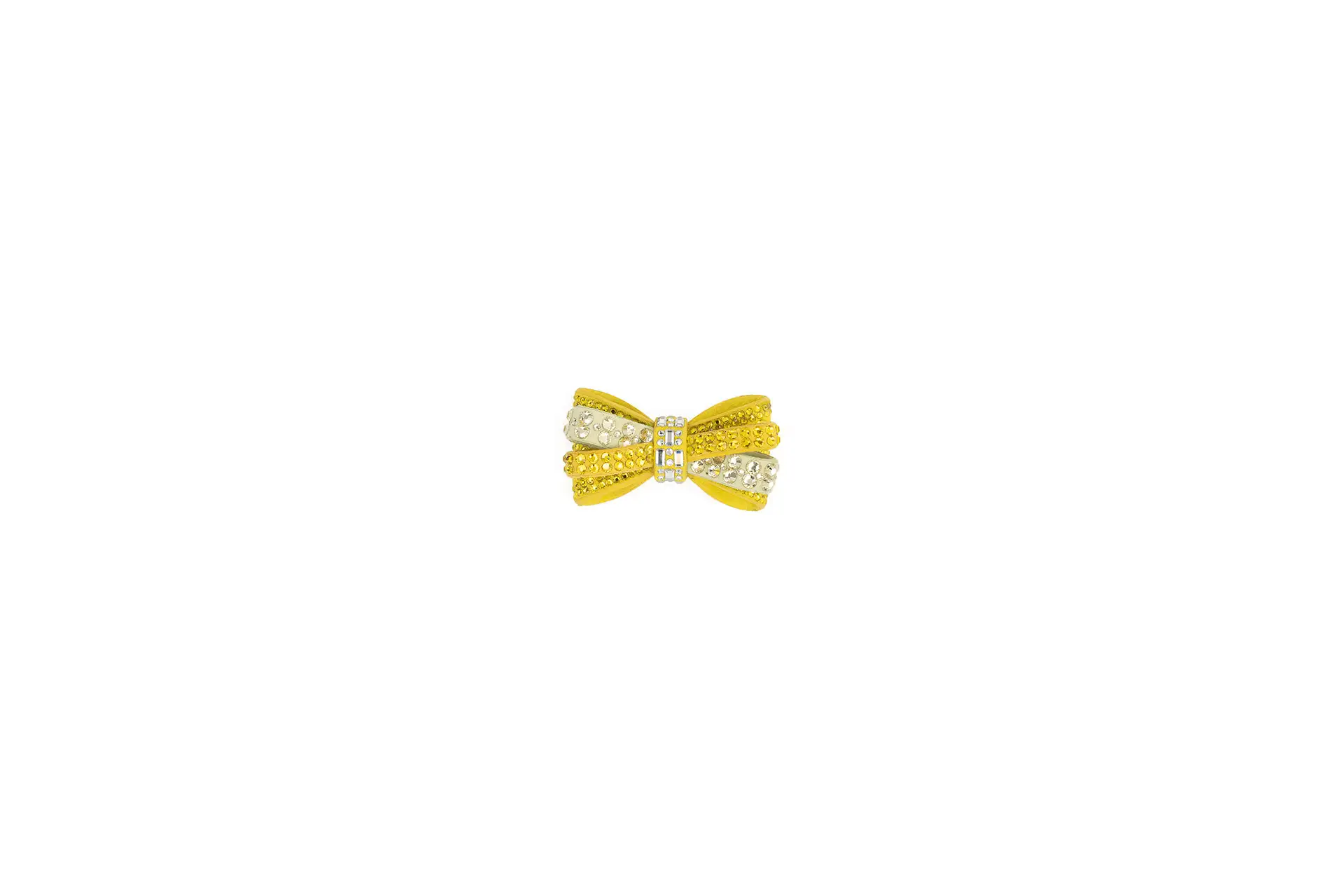 Decorative bow in leather and rhinestones