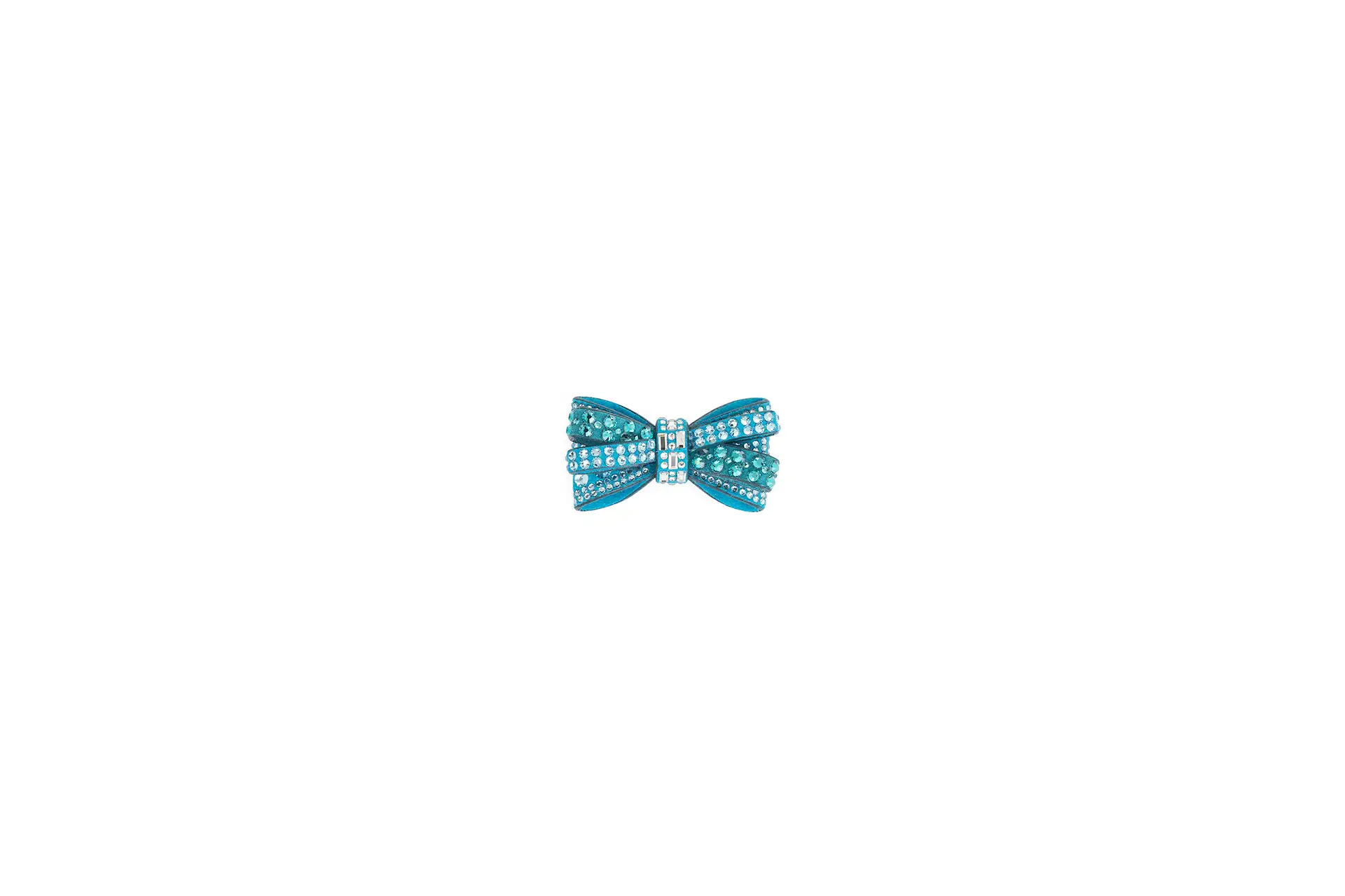 Decorative bow in leather and rhinestones