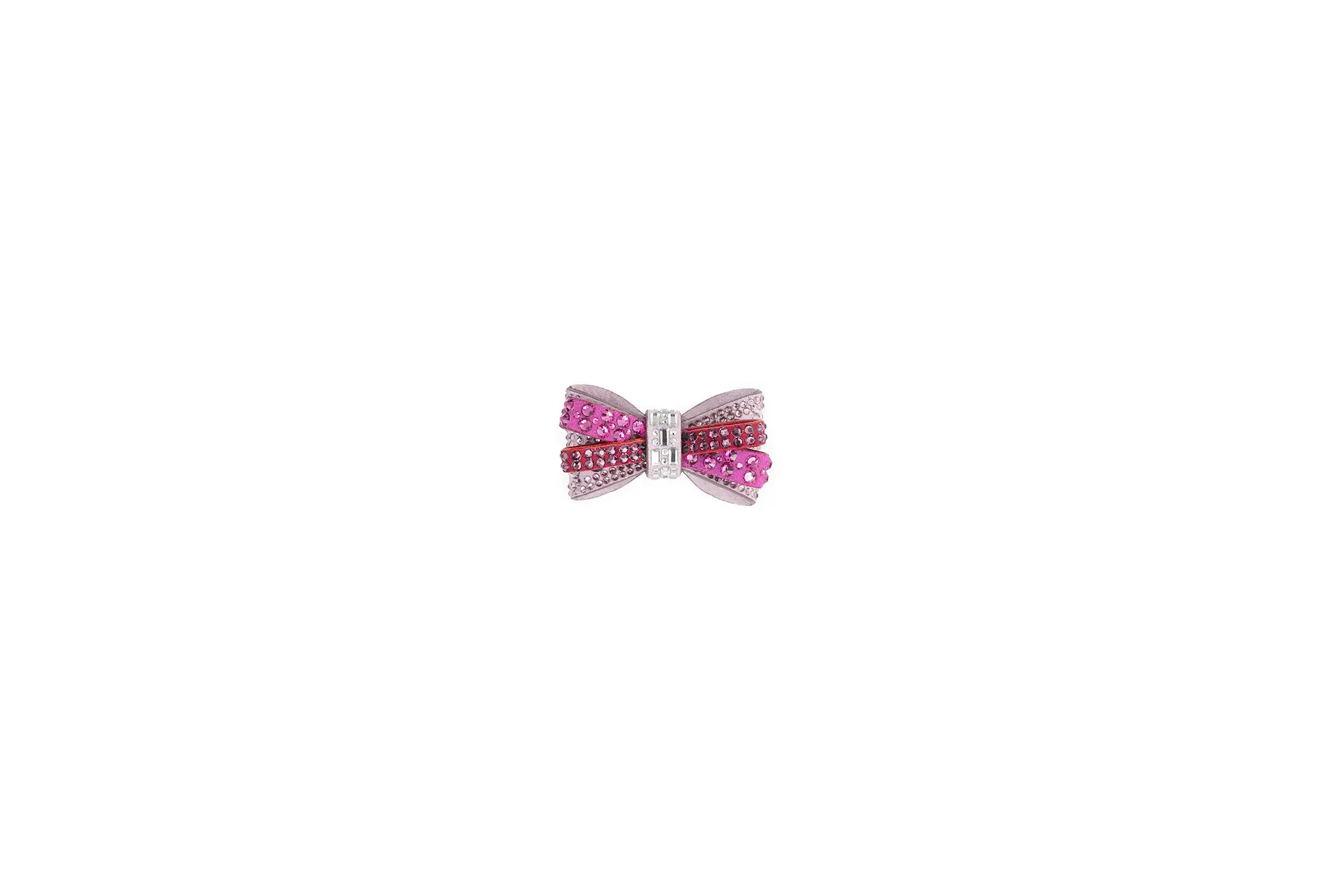 Decorative bow in leather and rhinestones