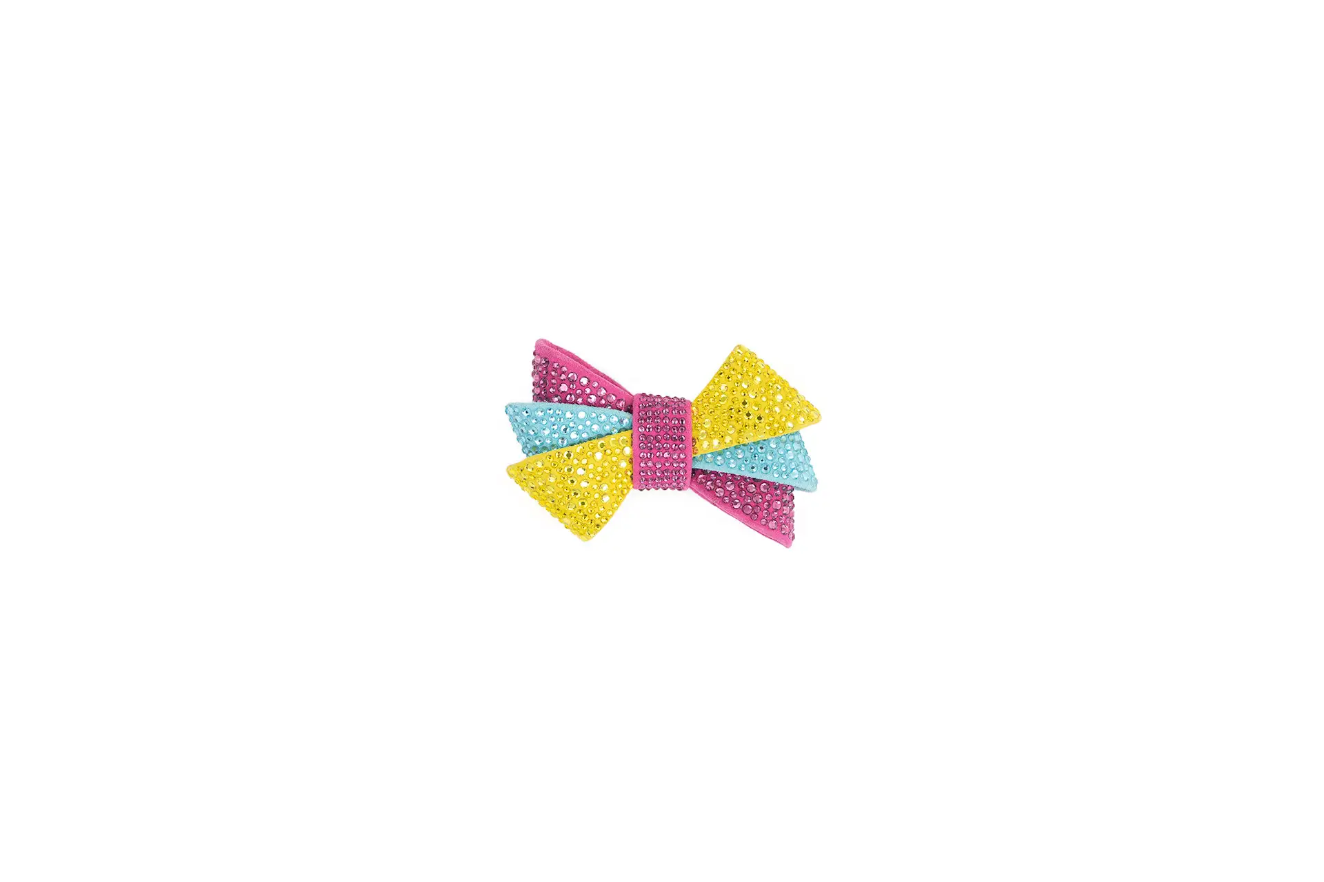 Decorative bow in leather and rhinestones