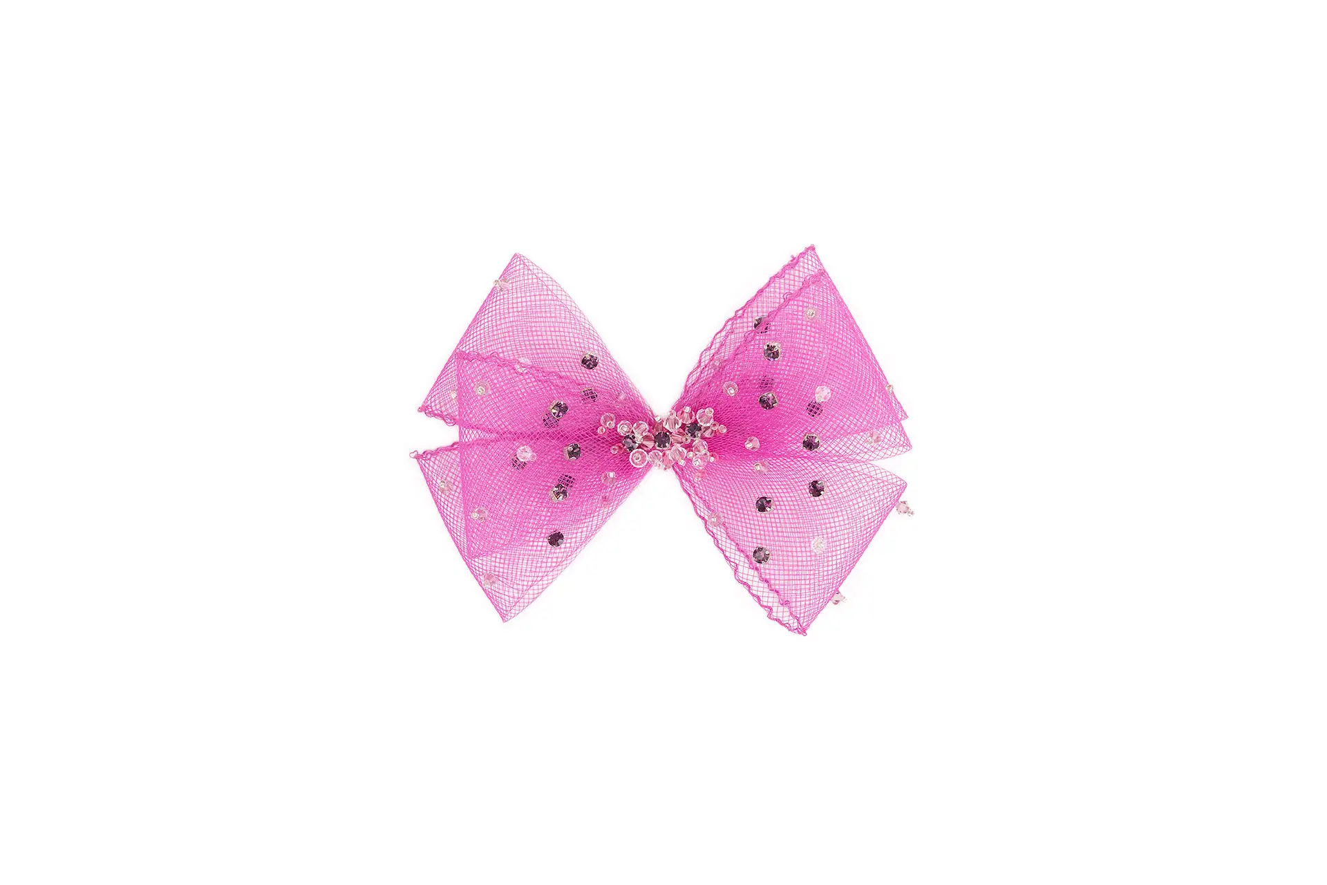 Decorative bow in tulle fabric and stones