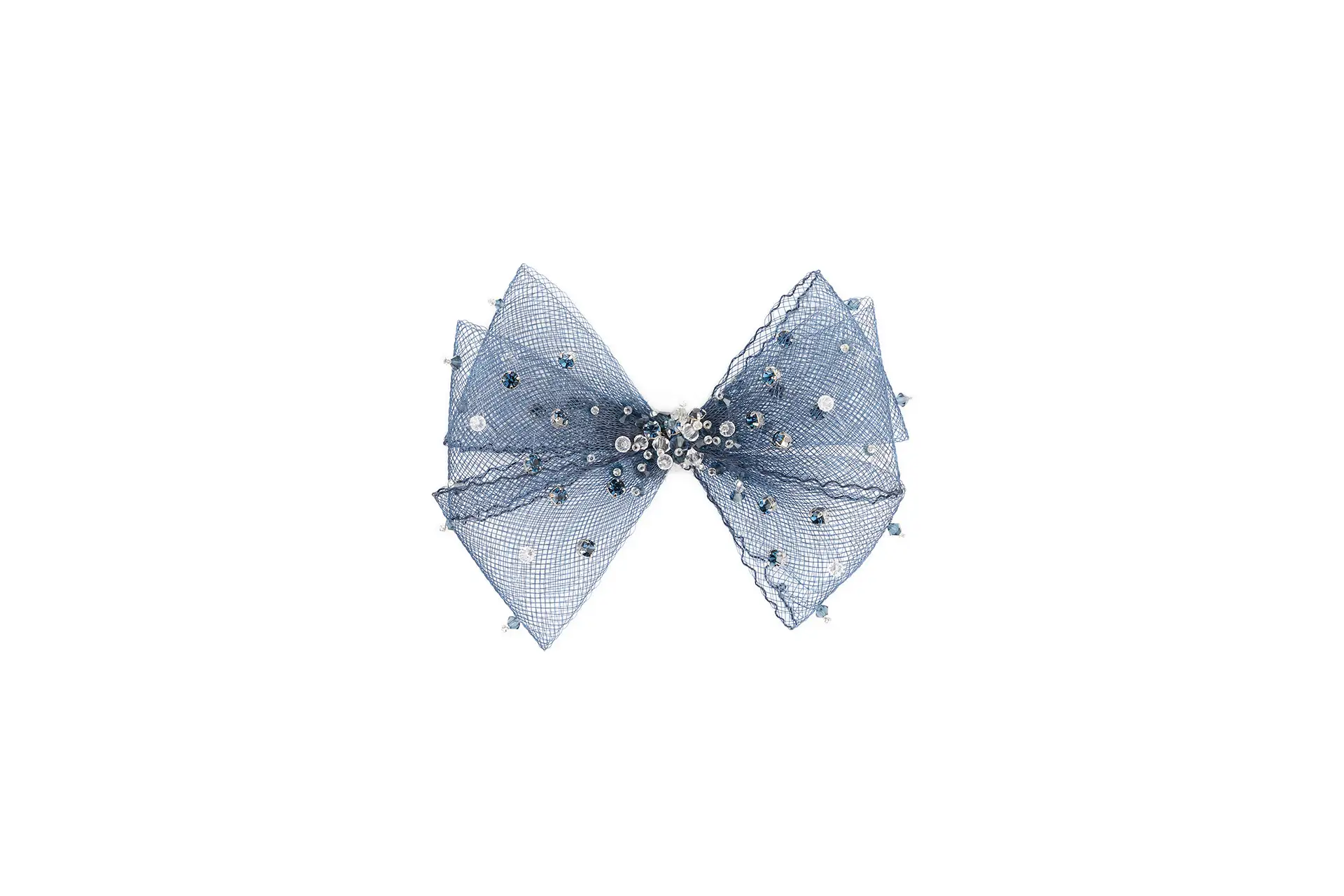 Decorative bow in tulle fabric and stones